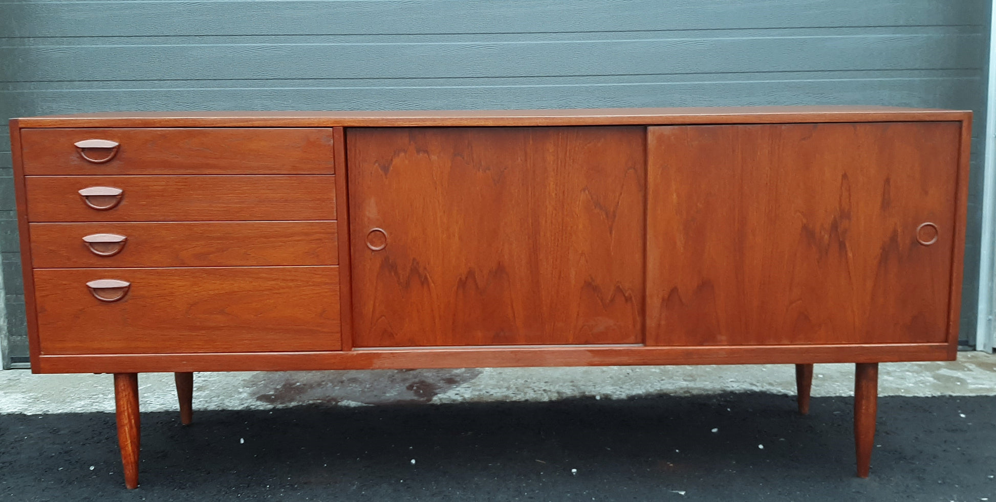 REFINISHED Danish Mid-Century Modern Teak Sideboard Buffet 71” perfect - Mid Century Modern Toronto