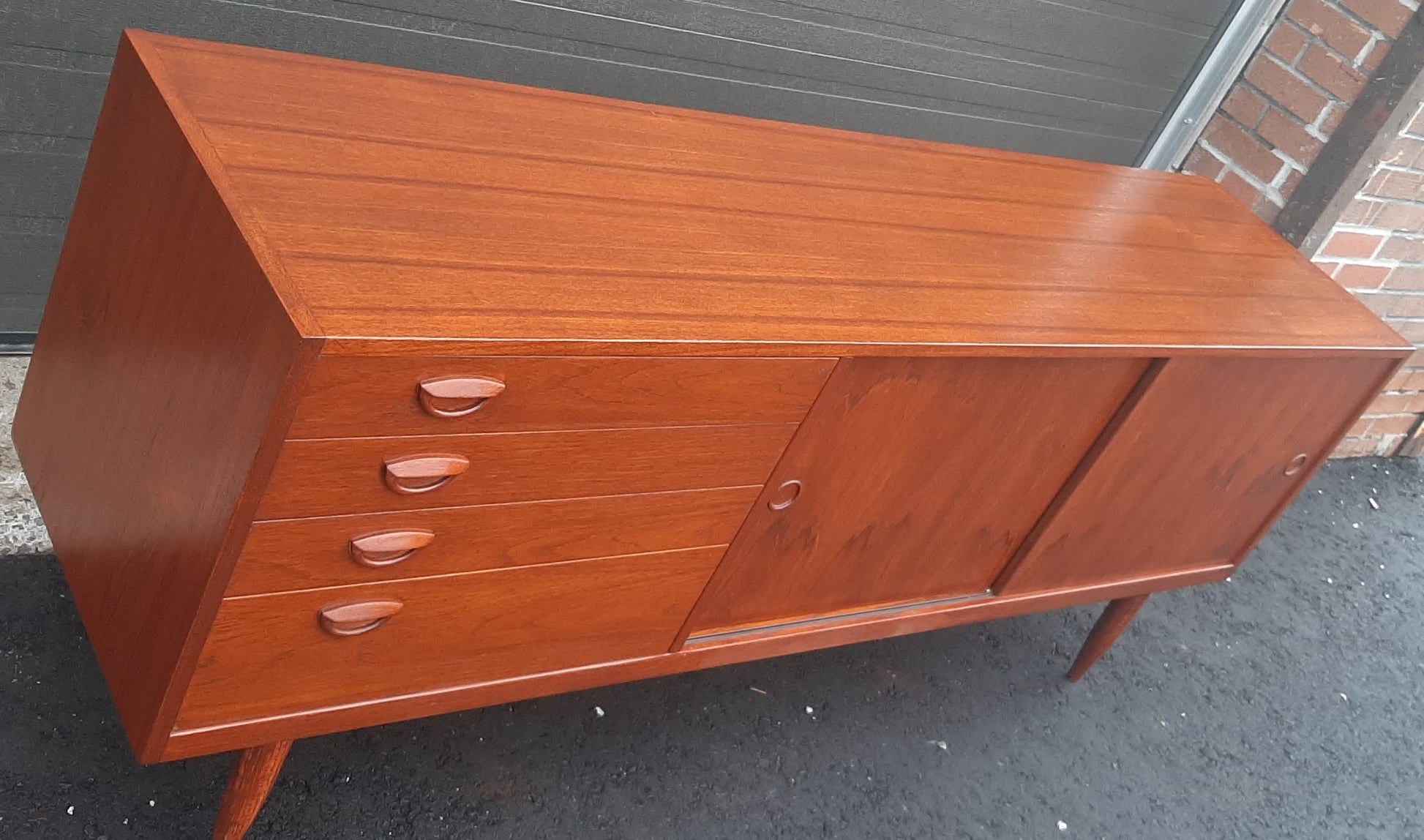 REFINISHED Danish Mid-Century Modern Teak Sideboard Buffet 71” perfect - Mid Century Modern Toronto