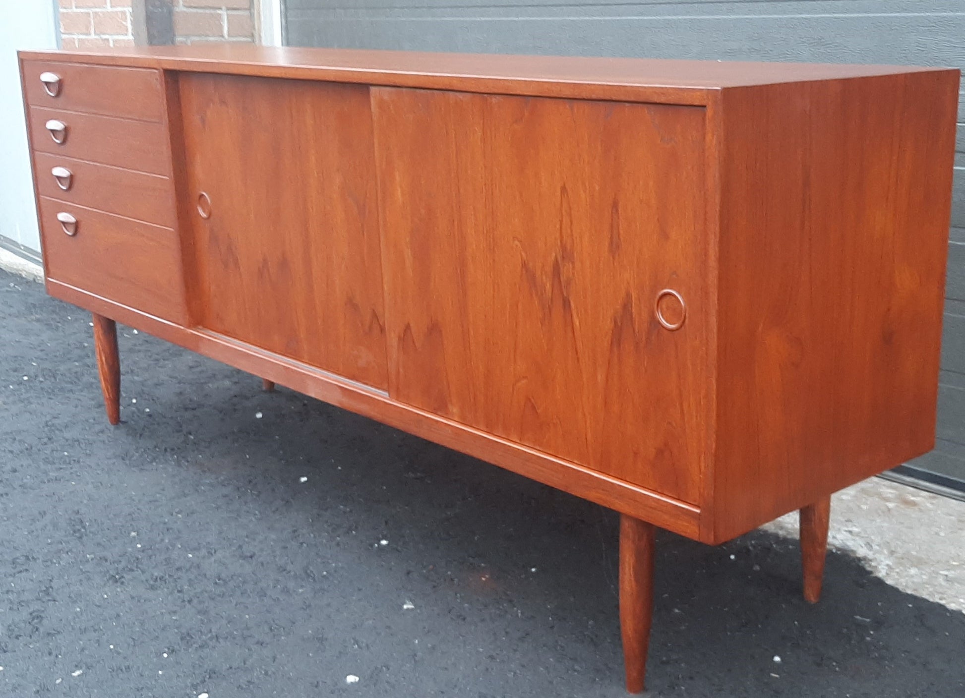 REFINISHED Danish Mid-Century Modern Teak Sideboard Buffet 71” perfect - Mid Century Modern Toronto