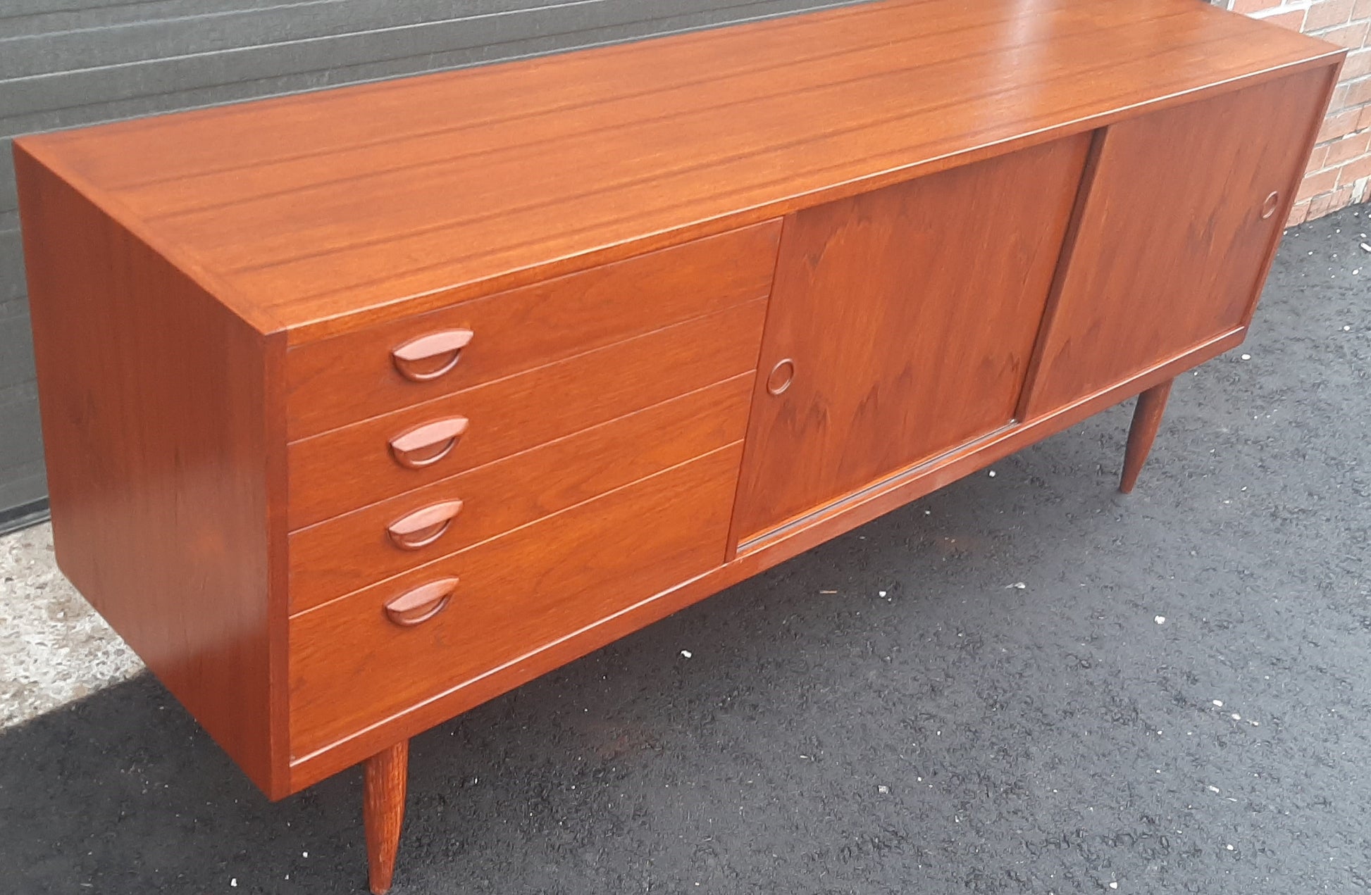 REFINISHED Danish Mid-Century Modern Teak Sideboard Buffet 71” perfect - Mid Century Modern Toronto