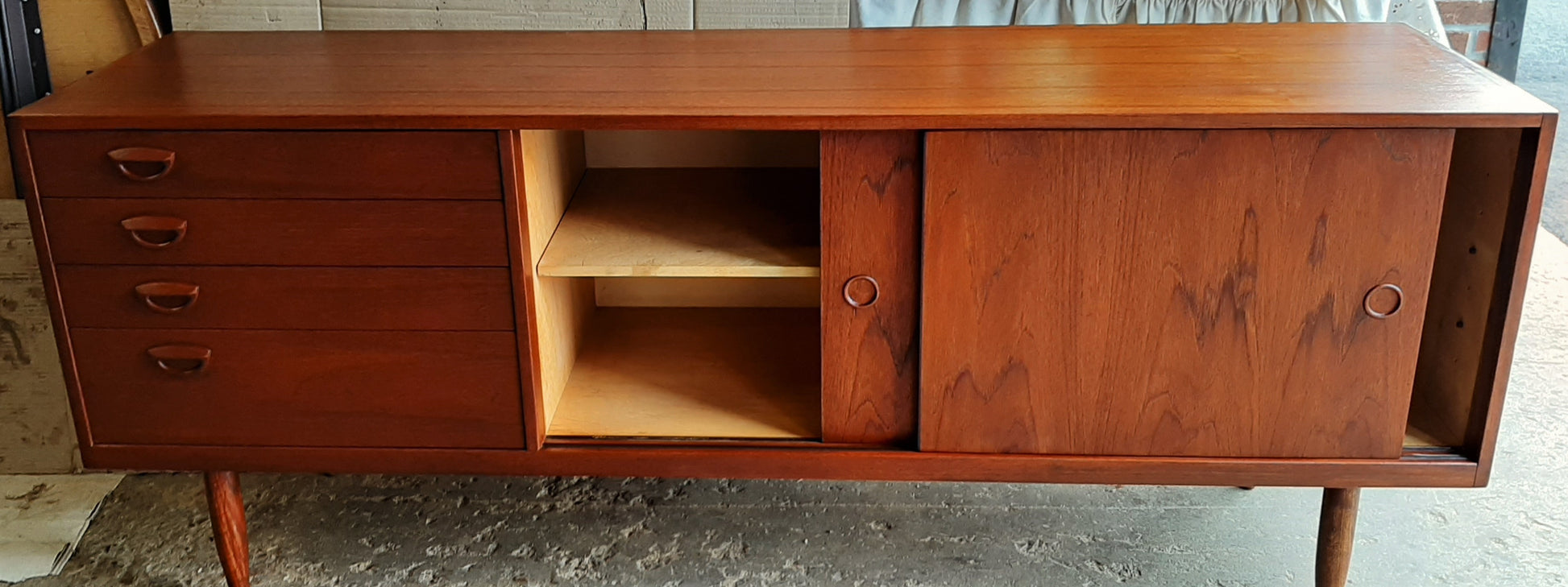 REFINISHED Danish Mid-Century Modern Teak Sideboard Buffet 71” perfect - Mid Century Modern Toronto