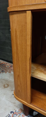 Restored Danish MCM Teak Tall Cabinet w Tambour Doors / Roll-Front, perfect - Mid Century Modern Toronto 6
