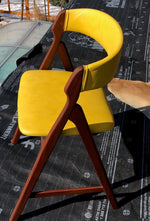 2 Danish MCM Teak Chairs by TH Harlev REFINISHED REUPHOLSTERED in yellow leather, each $449 - Mid Century Modern Toronto 1