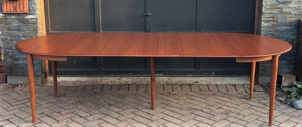RESERVED for JUDY - REFINISHED Danish MCM Teak Table Round to Oval w 3 Leaves by Skovmand & Andersen, PERFECT - 47-105", treated for durability - Mid Century Modern Toronto