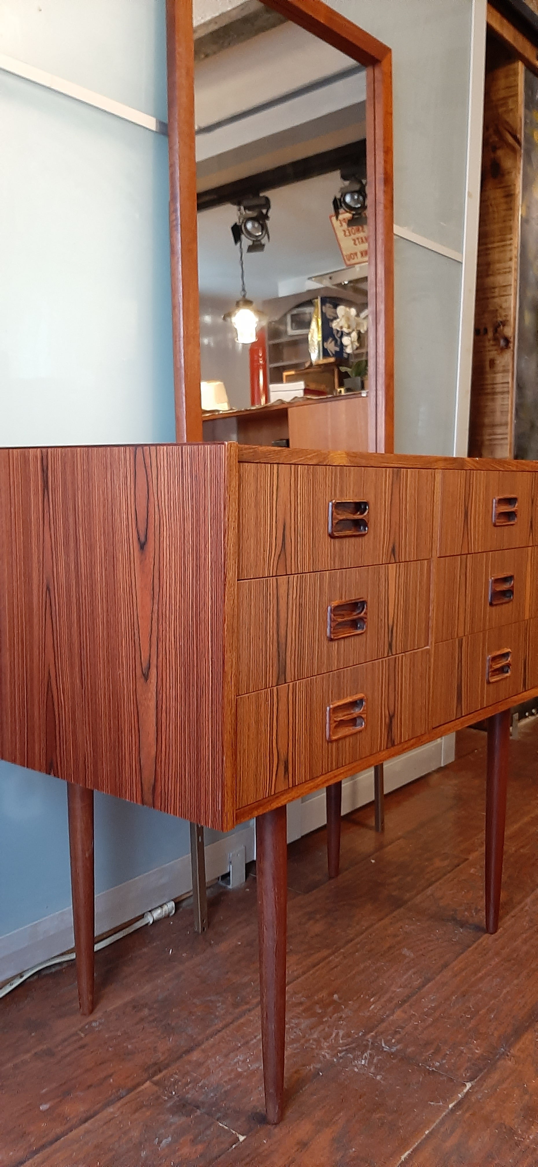 REFINISHED Danish MCM Rosewood Chest with 6 drawers & Mirror, PERFECT - Mid Century Modern Toronto