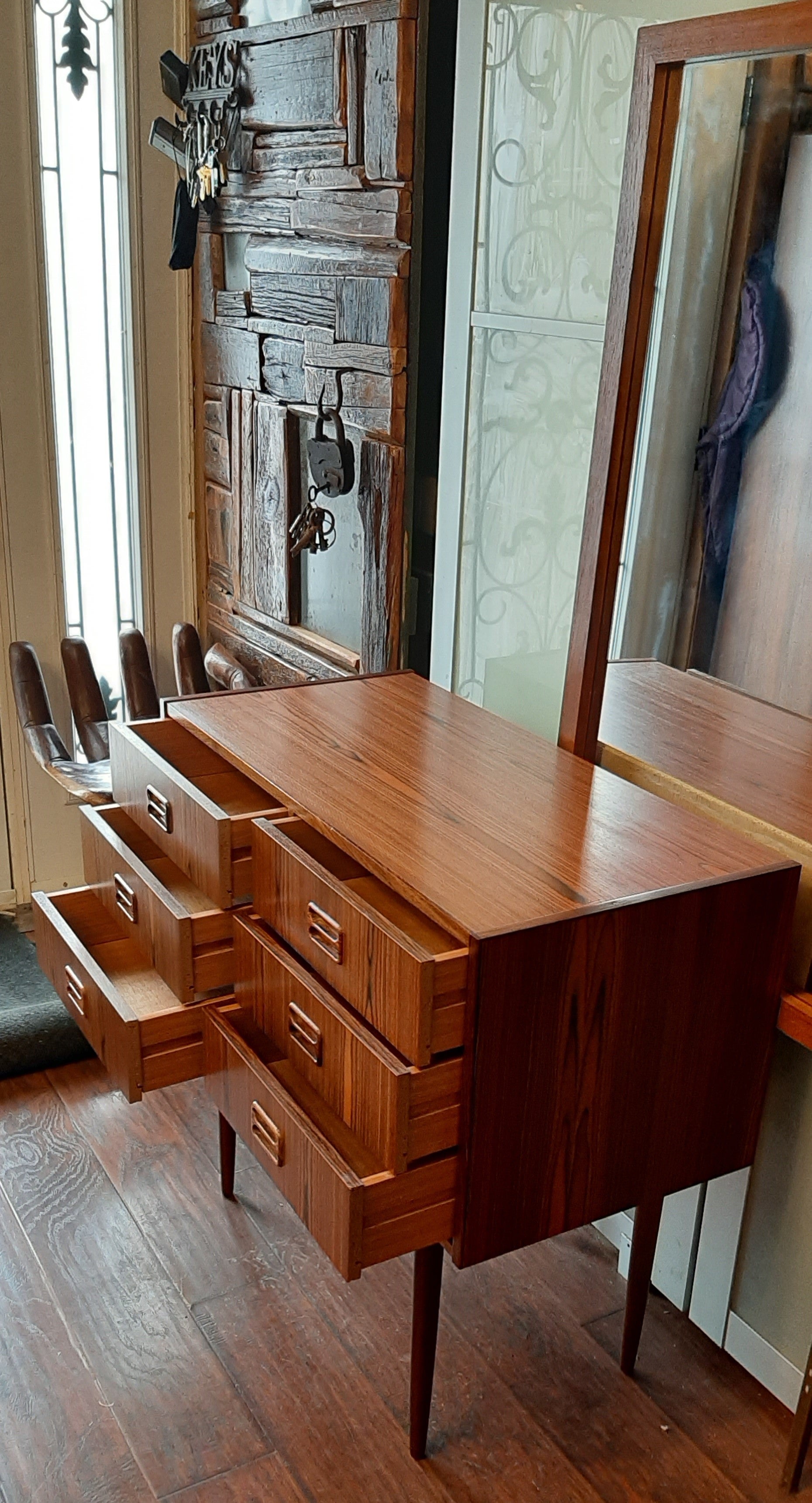 REFINISHED Danish MCM Rosewood Chest with 6 drawers & Mirror, PERFECT - Mid Century Modern Toronto