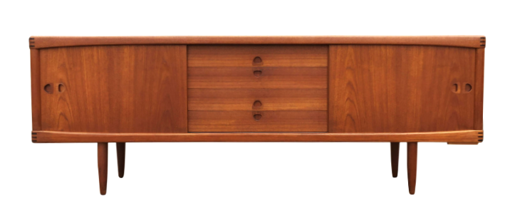 REFINISHED Danish Mid Century Modern Teak Sideboard by H.W. Klein for Bramin 88"