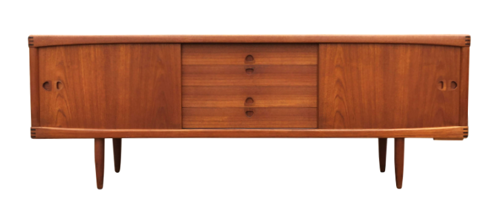 REFINISHED Danish Mid Century Modern Teak Sideboard by H.W. Klein for Bramin 88