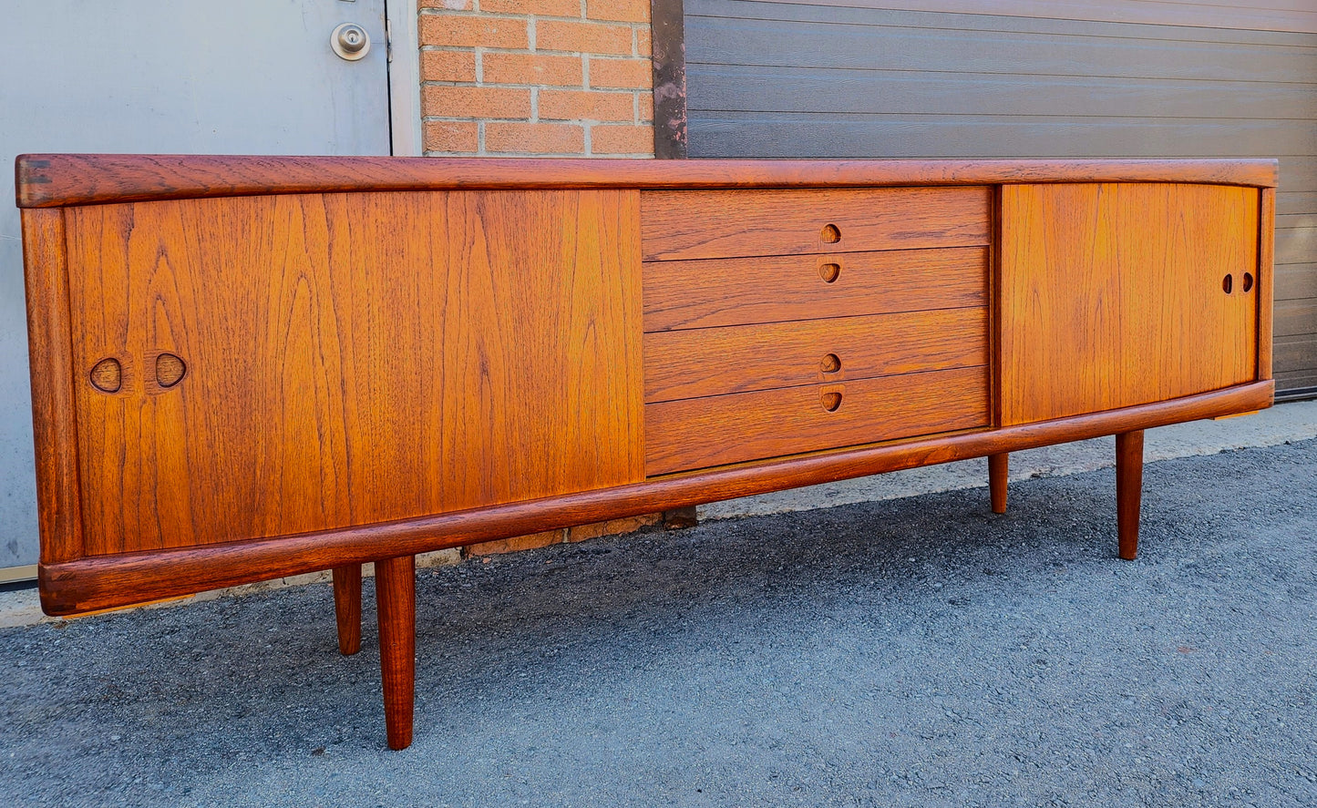 REFINISHED Danish Mid Century Modern Teak Sideboard by H.W. Klein for Bramin 88"