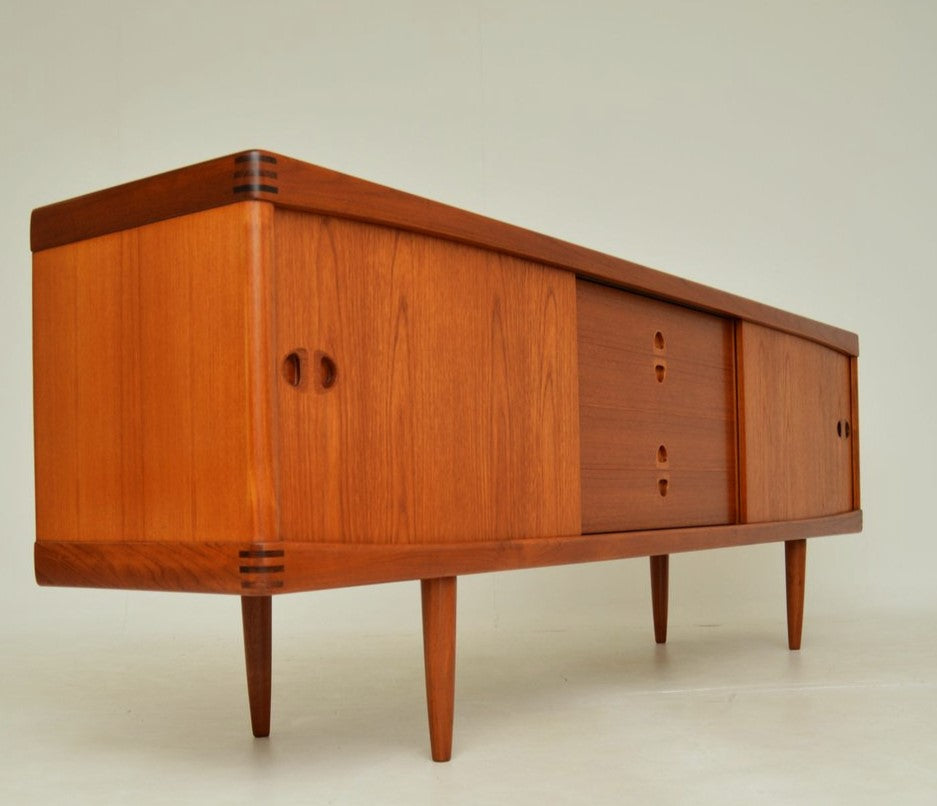 REFINISHED Danish Mid Century Modern Teak Sideboard by H.W. Klein for Bramin 88"