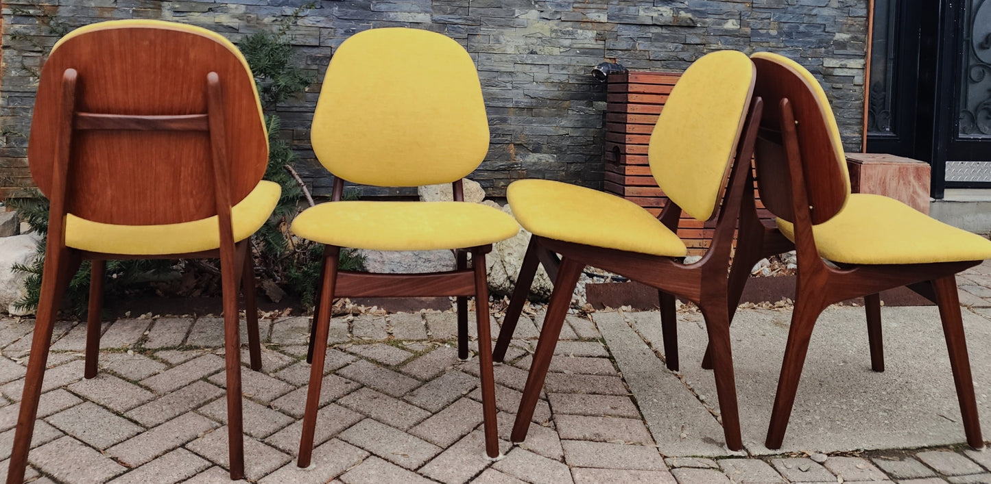 6 RESTORED Danish MCM Teak Shield Back Chairs by A. H. Olsen, will be REUPHOLSTERED