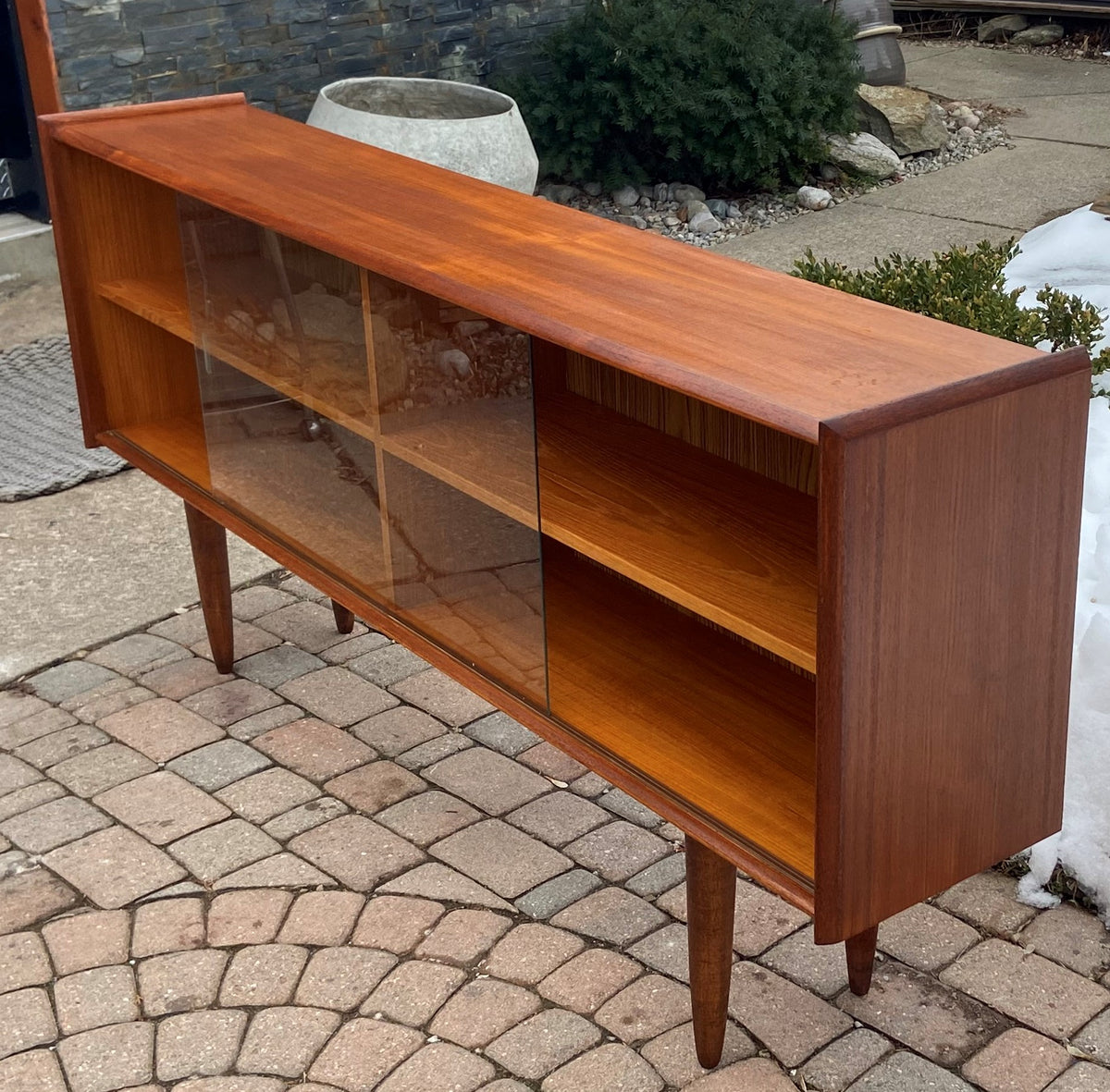 REFINISHED Danish MCM Teak Display Bookcase 68