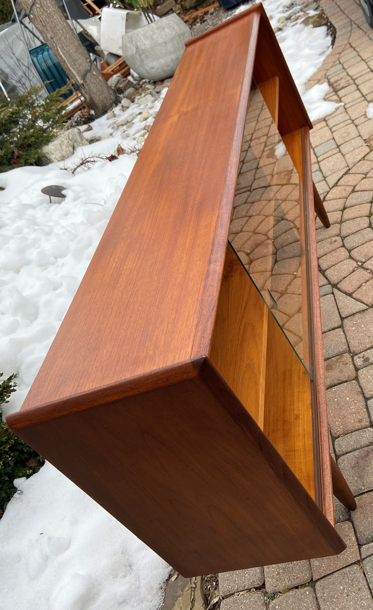 REFINISHED Danish MCM Teak Display Bookcase 68
