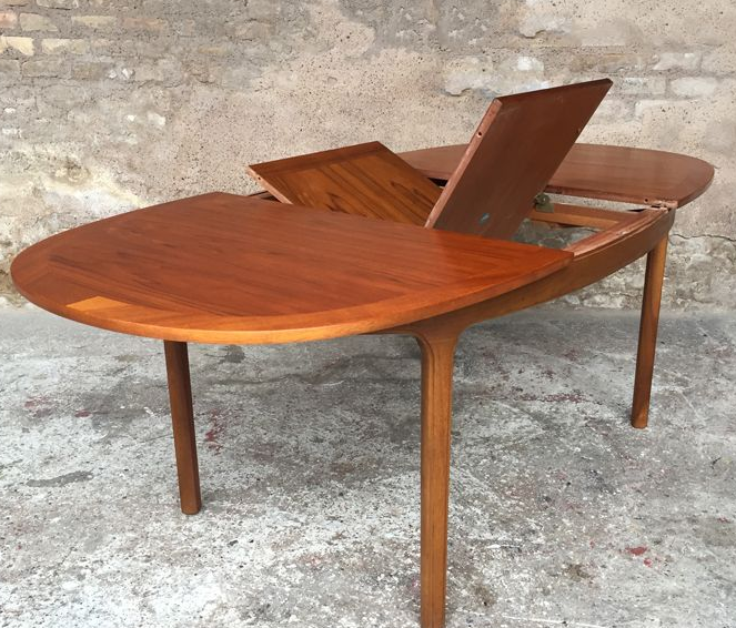 REFINISHED MCM Teak Table Oval by Nathan with butterfly extension 60"-82" PERFECT, treated for durability - Mid Century Modern Toronto
