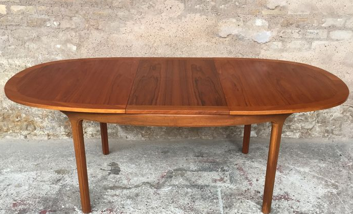 REFINISHED MCM Teak Table Oval by Nathan with butterfly extension 60"-82" PERFECT, treated for durability - Mid Century Modern Toronto