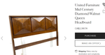REFINISHED Mid Century Modern Walnut Headboard Diamond Front V. Kagan style 10