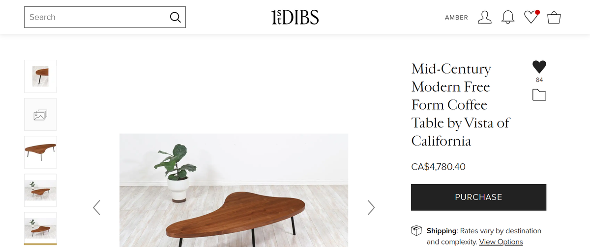 REFINISHED Mid Century Modern Coffee Table Free-Form Shaped