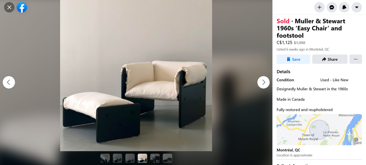 Restored Mid Century Modern Lounge Armchair in grey linen by Muller and Stewart
