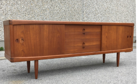 REFINISHED Danish Mid Century Modern Teak Sideboard by H.W. Klein for Bramin 88"