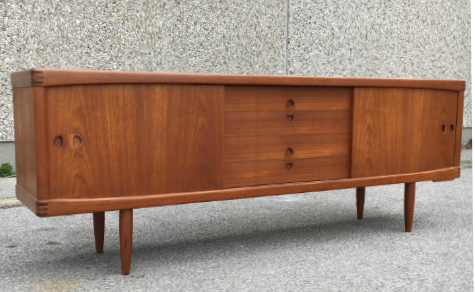 REFINISHED Danish Mid Century Modern Teak Sideboard by H.W. Klein for Bramin 88
