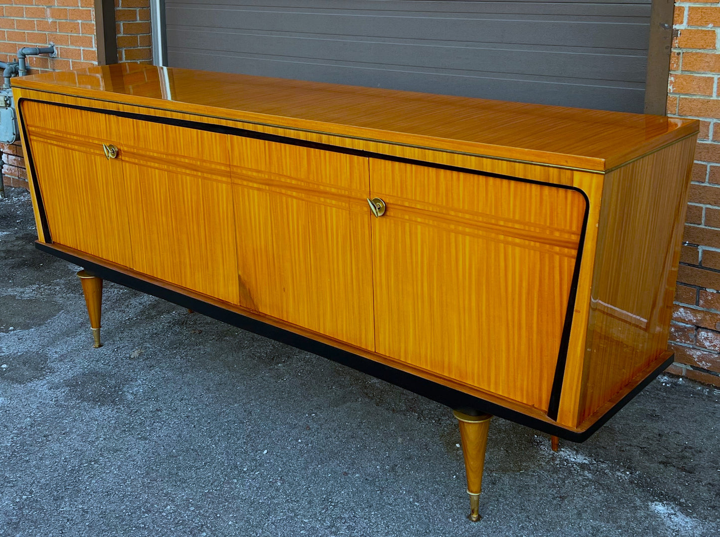 Exquisite French Mid Century Modern Sideboard Buffet Large 94.5"