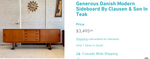 REFINISHED Danish Mid Century Modern Teak Sideboard by Clausen & Son, 82