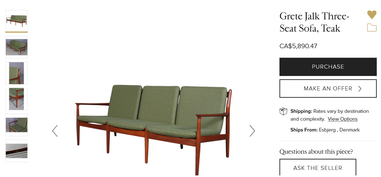 REFINISHED Danish MCM Teak 3-Seater Sofa by Grete Jalk, NEW CUSHIONS IN MAHARAM, Perfect