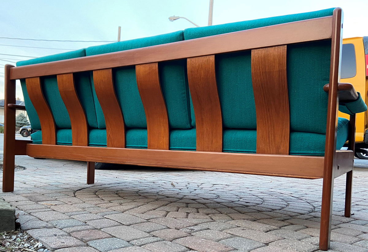 REFINISHED REUPHOLSTERED MCM Teak Sofa and 3 Armchairs