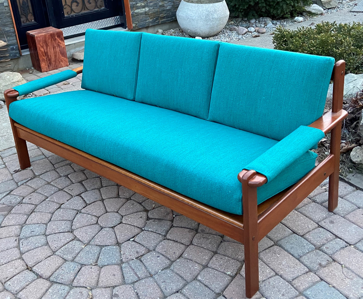 REFINISHED REUPHOLSTERED MCM Teak Sofa and 3 Armchairs