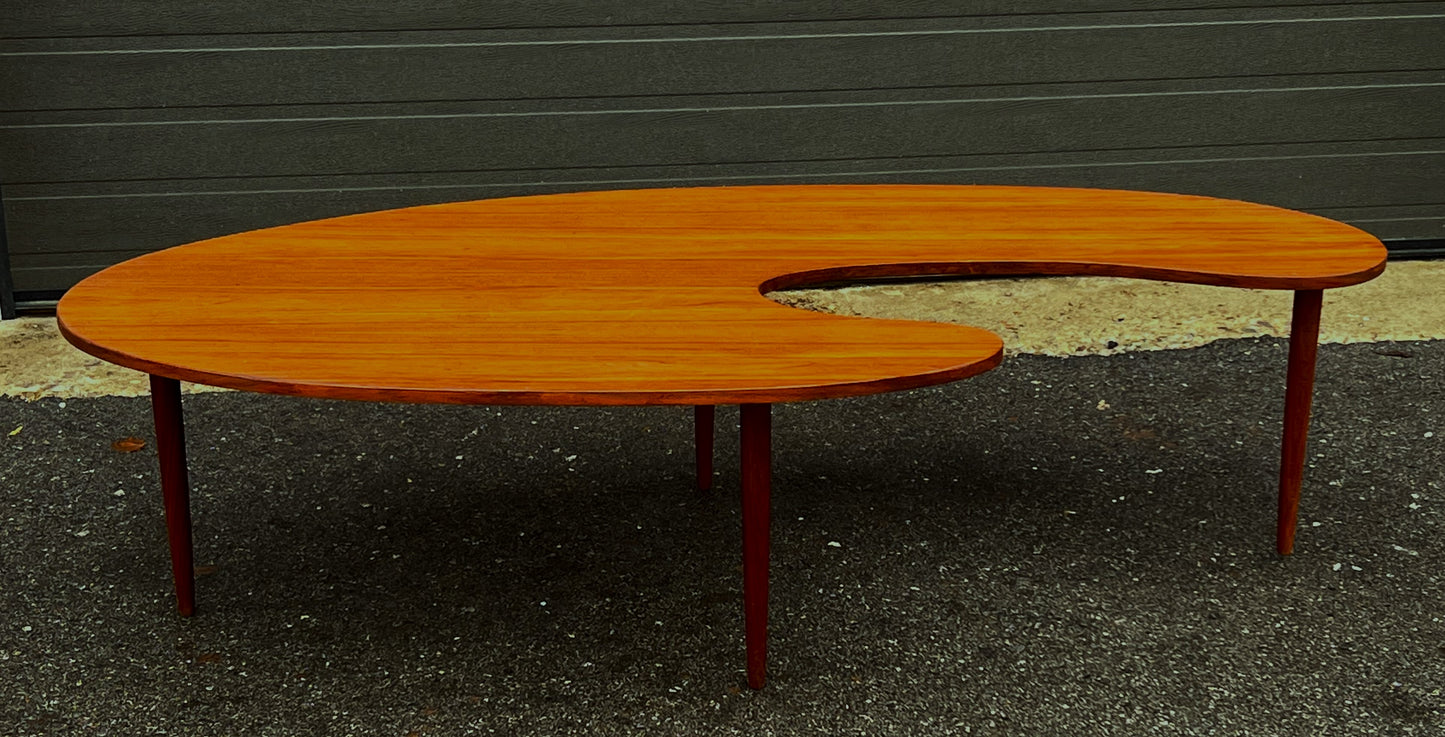 REFINISHED Mid Century Modern Coffee Table Free-Form Shaped