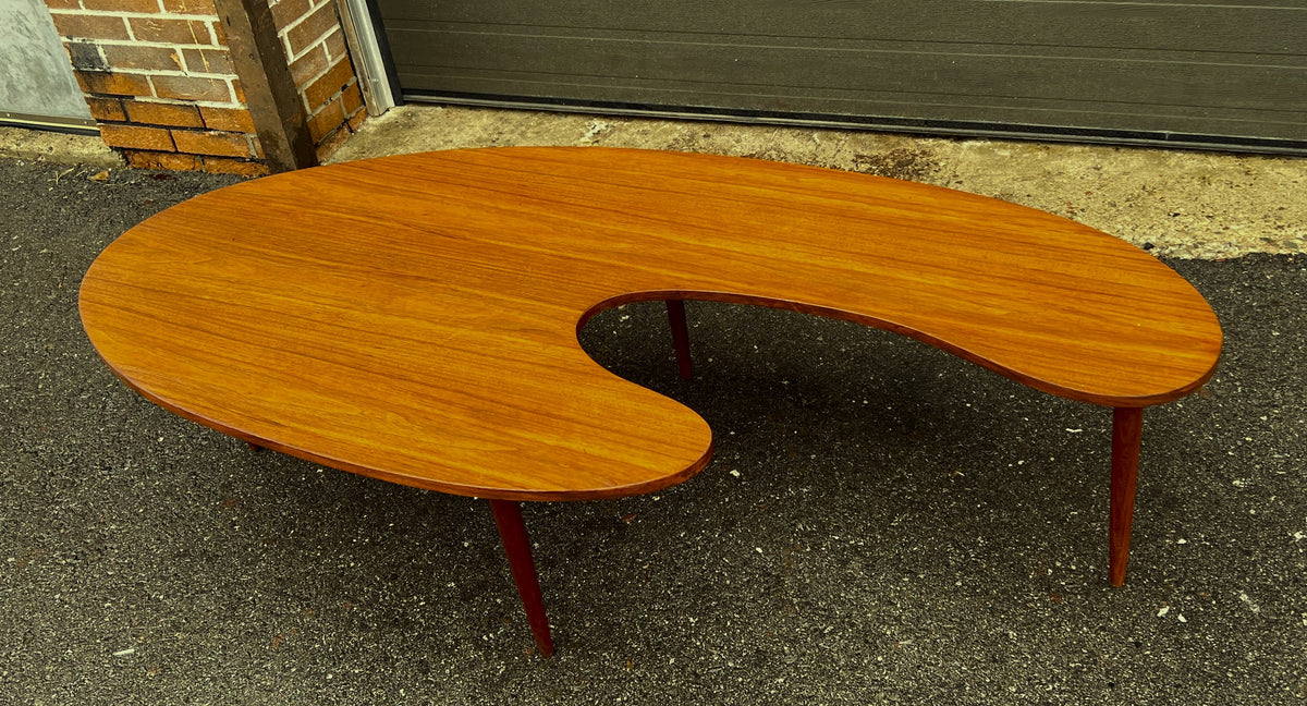 REFINISHED Mid Century Modern Coffee Table Free-Form Shaped