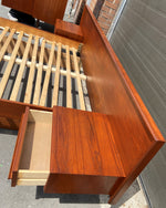 REFINISHED MCM Teak dresser, wardrobe & Queen platform bed w floating nightstands, Perfect 9