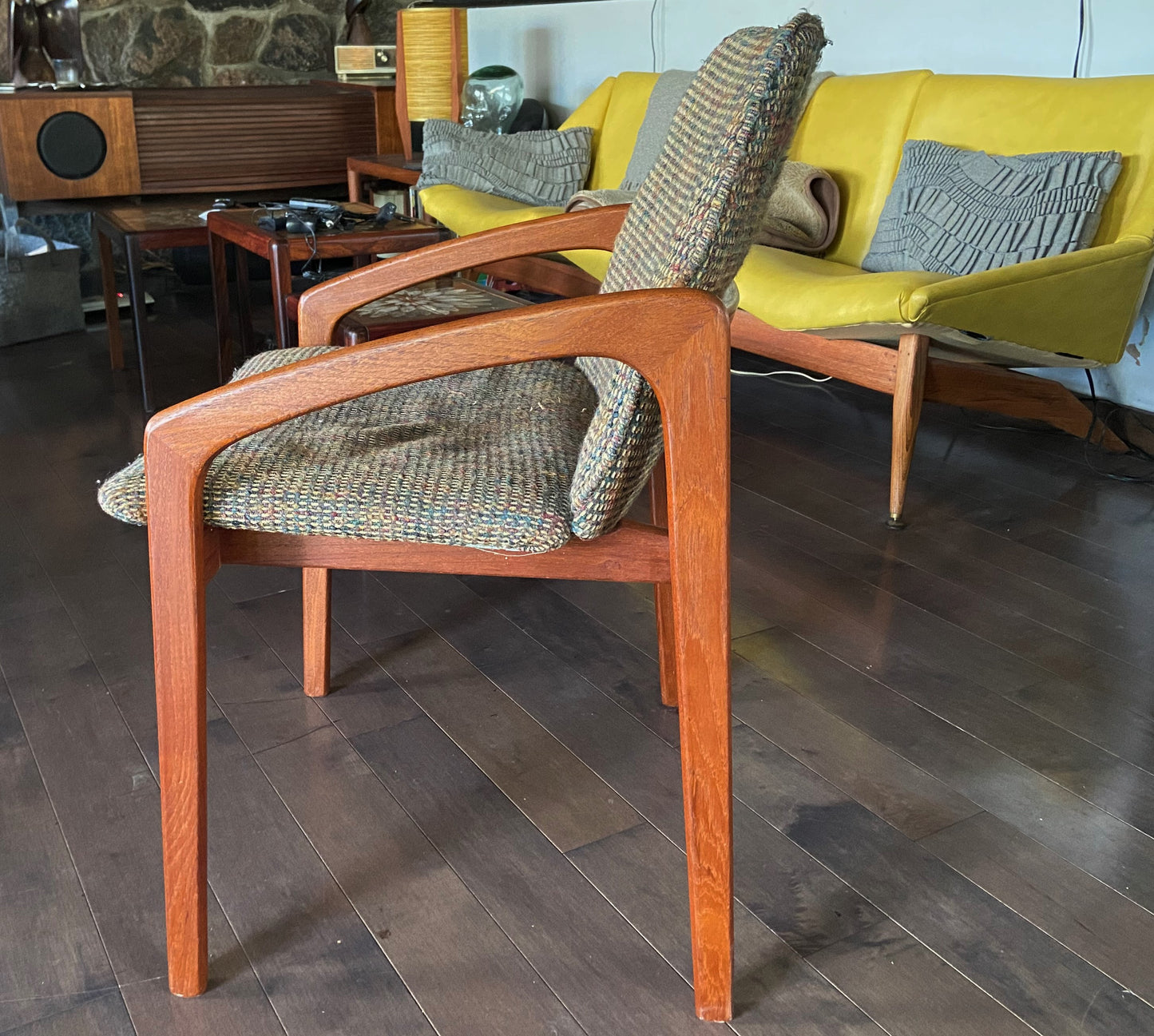 6 REFINISHED Danish MCM Teak Armchairs by Kai Kristiansen, ready for new upholstery