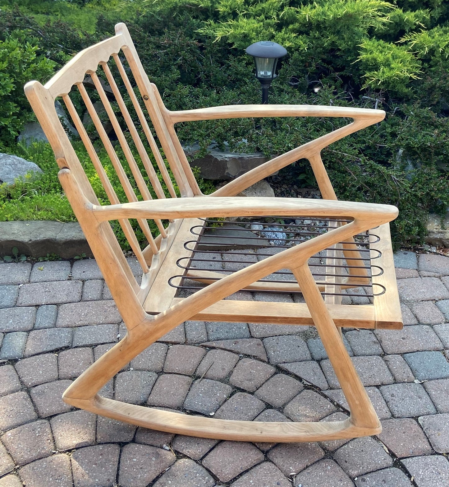 REFINISHED Italian Mid Century Modern Teak Rocking Chair w NEW CUSHIONS, Perfect