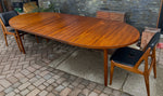 REFINISHED Mid Century Modern Teak Table Oval w 2 Leaves 60