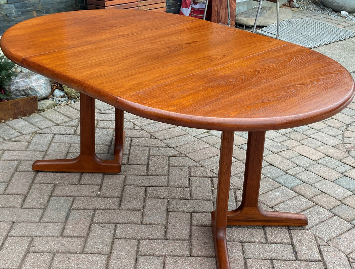 REFINISHED MCM Teak Table Round w 1 Leaf 41.5