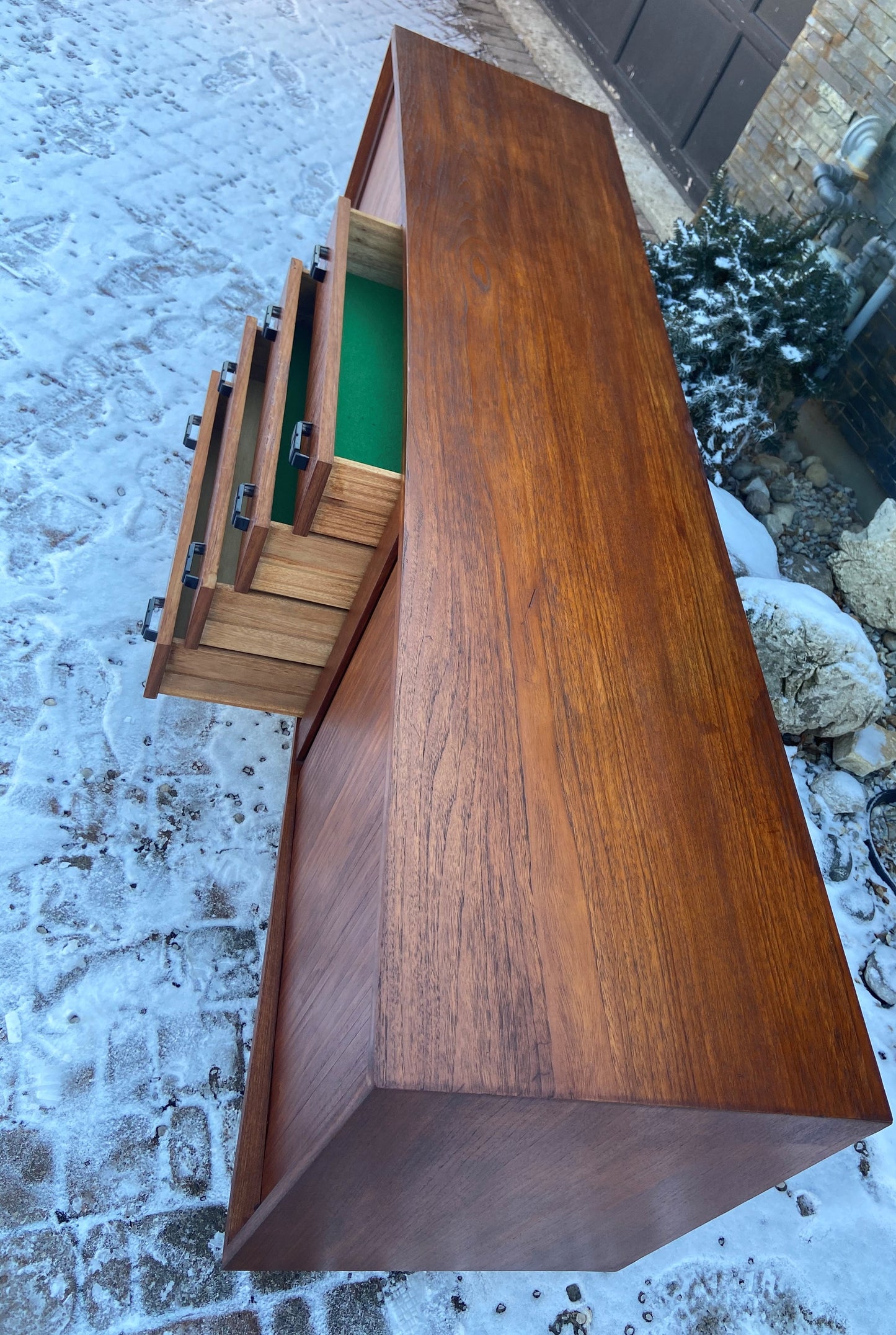 REFINISHED MCM Teak Sideboard with tambour doors by RS Associates 78"