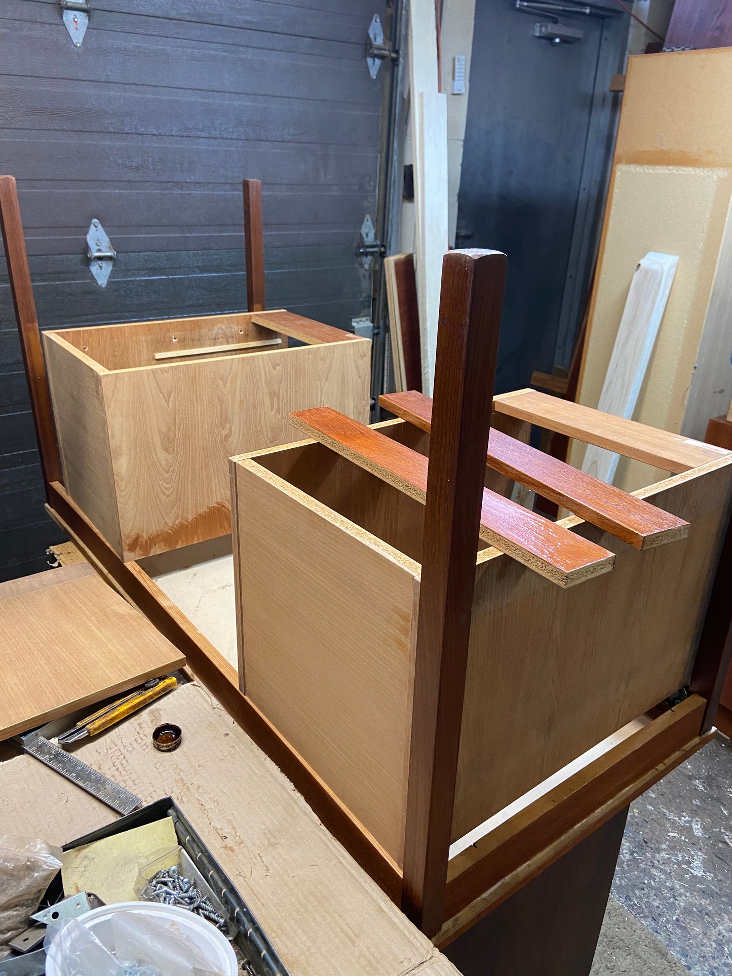 REFINISHED Danish Mid Century Modern Teak Desk Free Standing