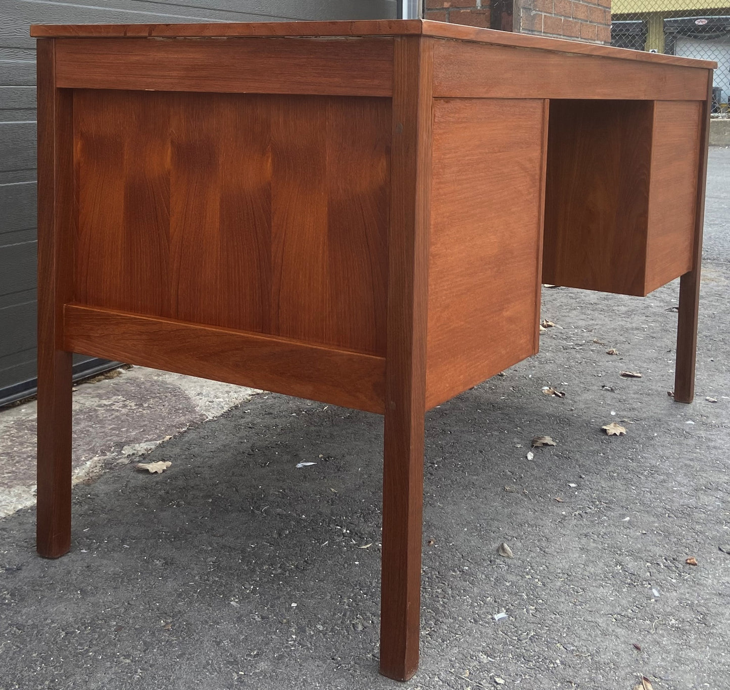 REFINISHED Danish Mid Century Modern Teak Desk Free Standing