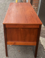 REFINISHED Danish Mid Century Modern Teak Desk Free Standing 4