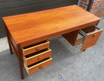 REFINISHED Danish Mid Century Modern Teak Desk Free Standing 5