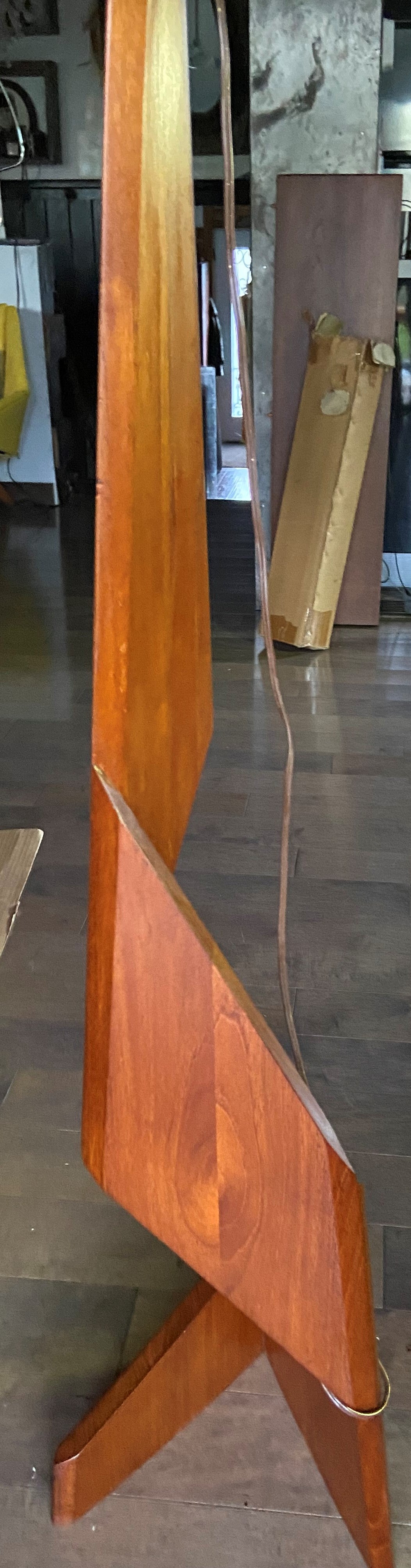 Mid Century Modern Zig Zag Teak Floor Lamp, H 61.5