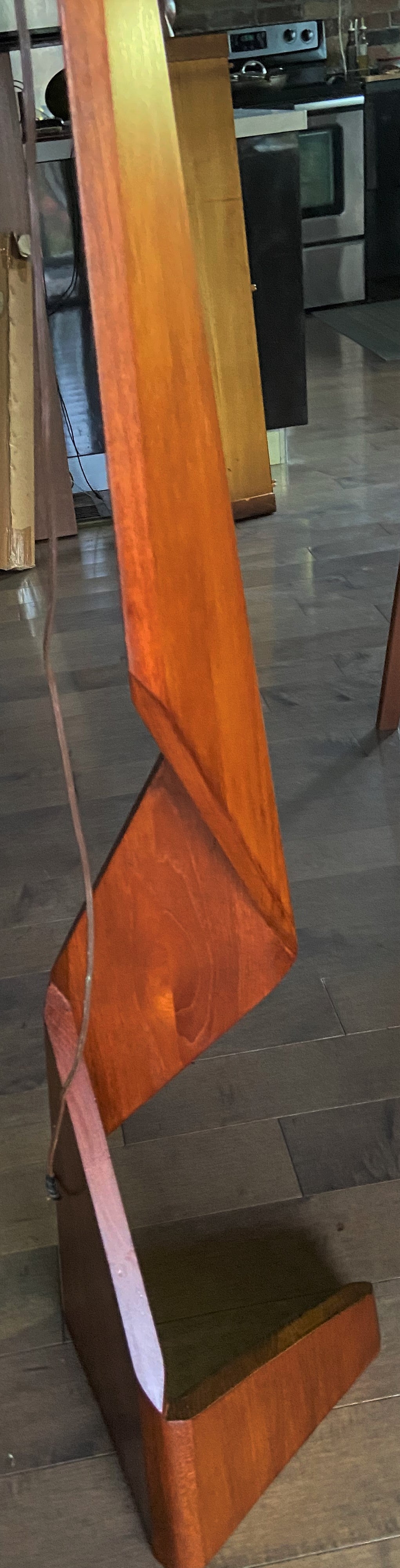 Mid Century Modern Zig Zag Teak Floor Lamp, H 61.5" (including shade)