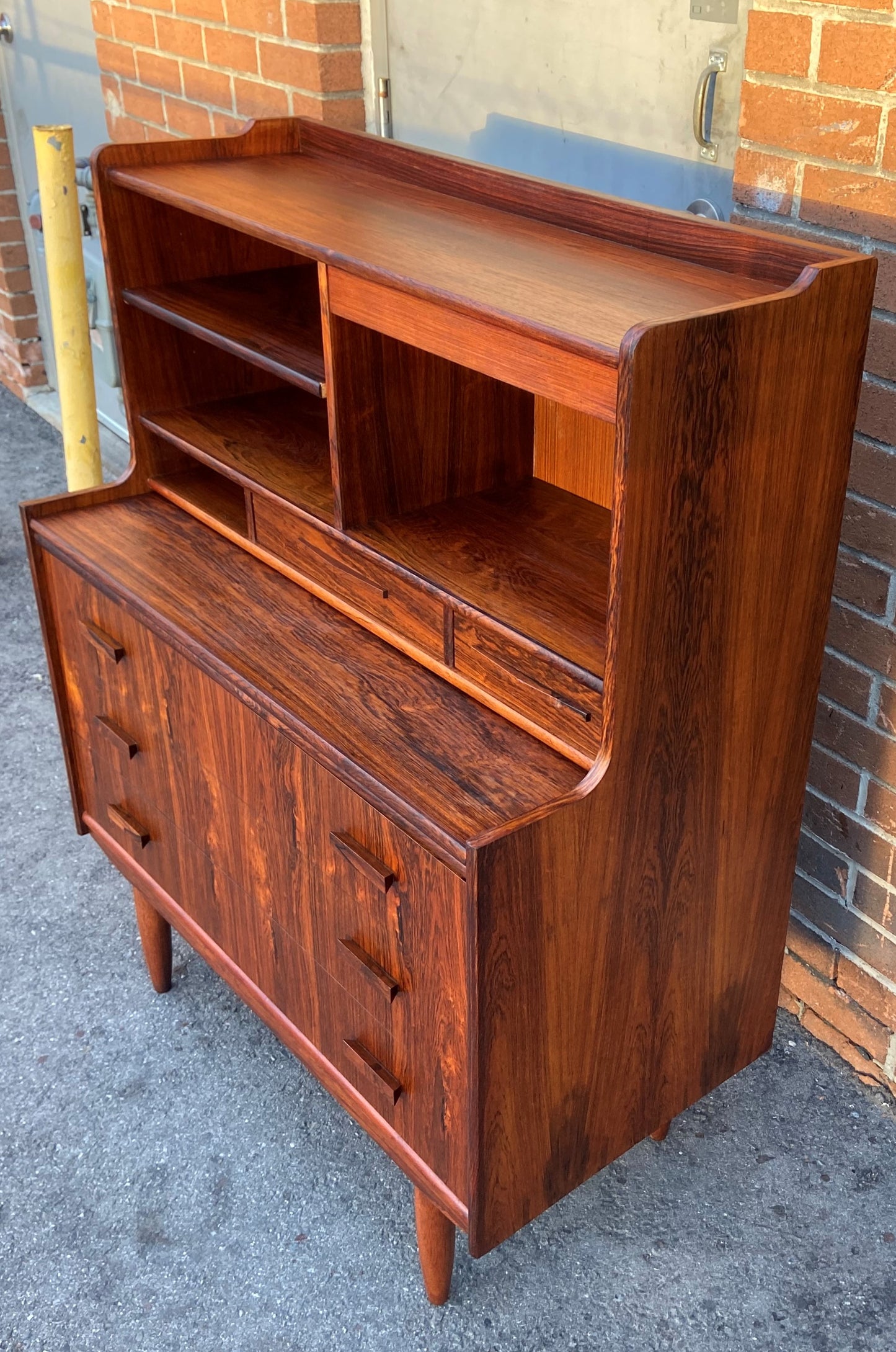 REFINISHED Danish Mid Century Modern Rosewood Vanity or Secretary Desk