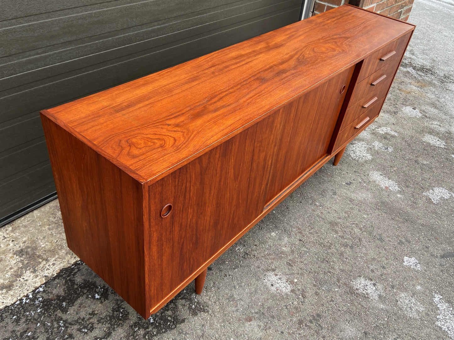 REFINISHED Mid Century Modern Teak Sideboard Narrow 71"