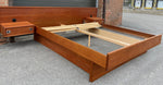REFINISHED Mid Century Modern teak queen bed w floating nightstands & 2 dressers 6