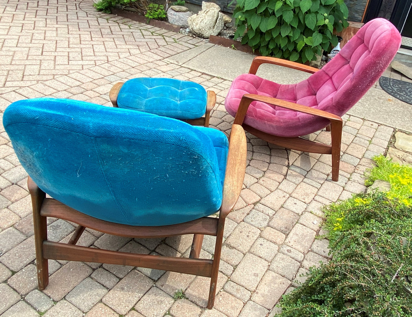 Will be REFINISHED REUPHOLSTERED MCM Teak Scoop Lounge Chair & Ottoman by Huber