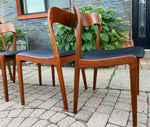 4 REFINISHED REUPHOLSTERED Danish Mid Century Modern Teak Chairs, Moller style 9