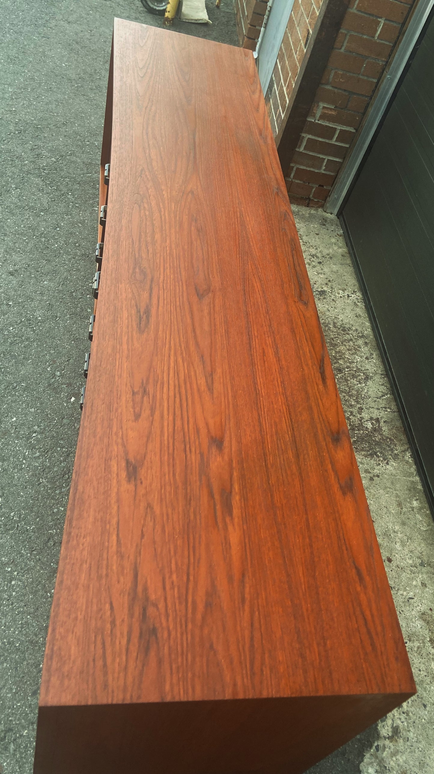 REFINISHED MCM Teak Sideboard with tambour doors by RS Associates 78"