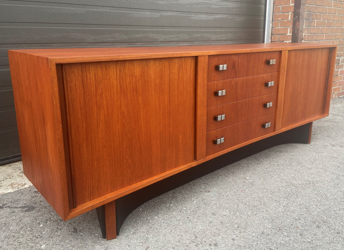 REFINISHED MCM Teak Sideboard with tambour doors by RS Associates 78"